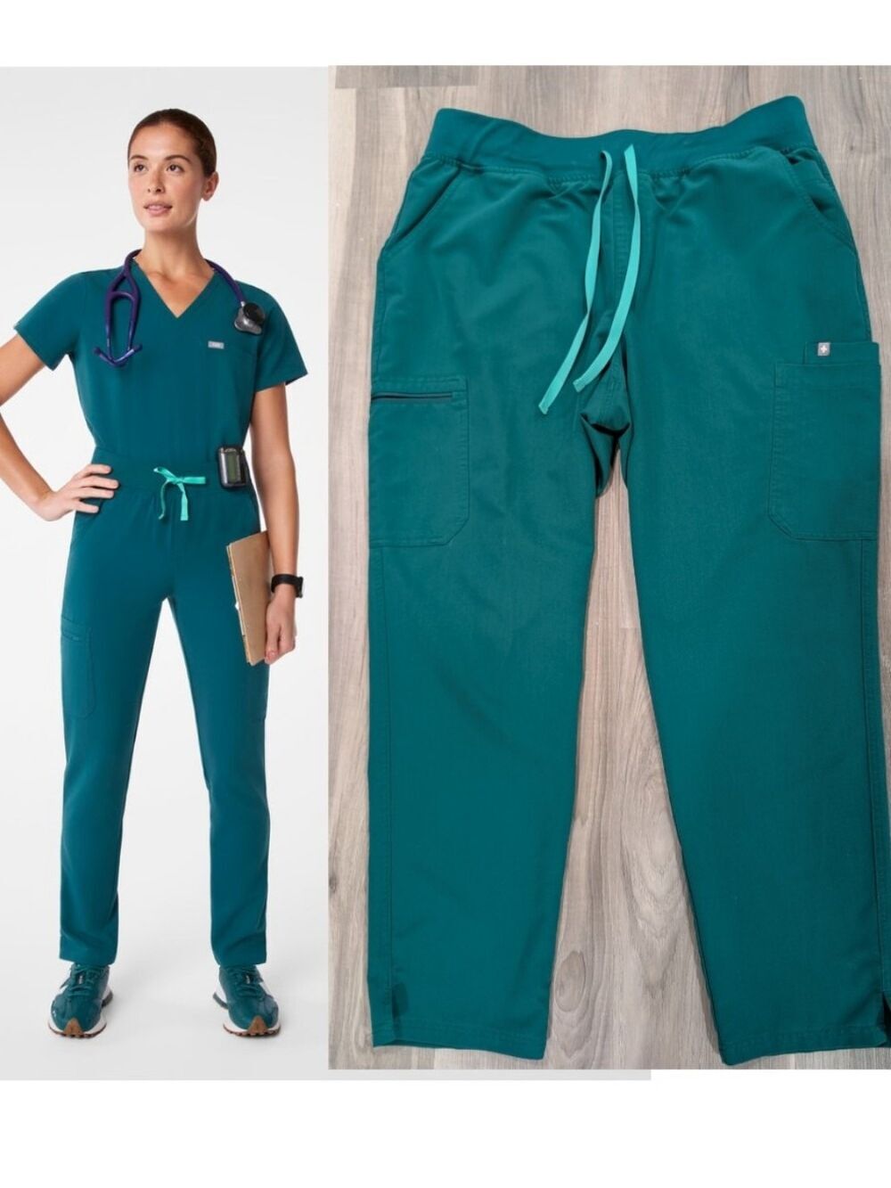 Figs | Yola High Waisted Skinny Scrub Pants In Green